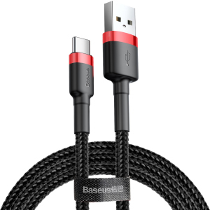 Кабель Baseus Cafule Cable USB для Type-C 3A 0.5 м Black/Red (CATKLF-A91) в Ужгороді