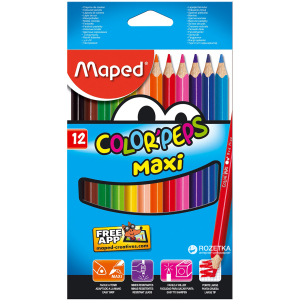 Олівці кольорові Maped Color Peps Maxi 12 кольорів (MP.834010) краща модель в Ужгороді