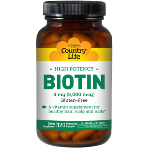 Витамины Country Life High Potency Biotin концентрированный Биотин (В7) 5 мг 120 желатиновых капсул (015794065067) лучшая модель в Ужгороде