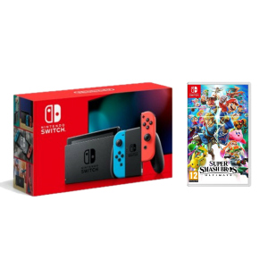 купить Nintendo Switch Neon blue/red - Обновлённая версия + игра Super Smash Bros. Ultimate