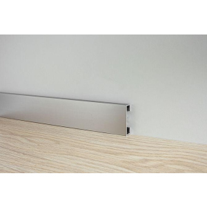 Дизайнерський прямокутний плінтус Profilpas Metal line 89 висота 40 мм анодоване срібло (Metal Line 89/4) краща модель в Ужгороді