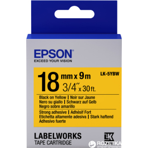 Картридж зі стрічкою Epson LabelWorks LK-5YBW 18мм/9 м Black/Yellow (C53S655010)