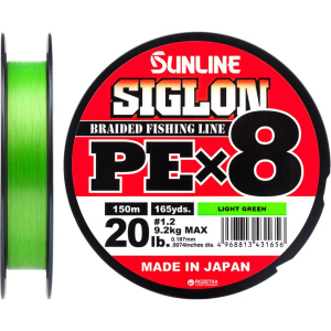 Шнур Sunline Siglon PE х8 150 м # 1.2/0.187 мм 9.2 кг Салатовый (16580966)