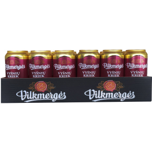 Упаковка пива Vilkmerges Kriek Cherry kriek темне фільтроване 5% 0.5 л х 24 шт. (4770477230052G) надійний