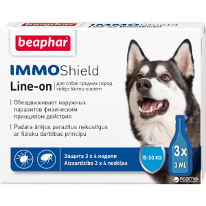 Капли Beaphar Immo Shield Line-on for Medium Dogs антипаразитные с диметиконом для собак 15-30 кг 3 пипетки (13583) (8711231135837) в Ужгороде