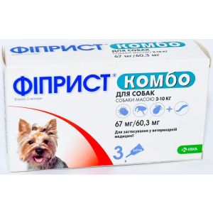 Краплі від бліх та кліщів KRKA Фіприст Комбо на холку 3 піпетки по 0.67 мл для собак масою тіла 2-10 кг (3838989645588) в Ужгороді