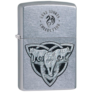 хороша модель Запальничка Zippo 207 ANNE STOKES Wolf Trio Canvas Срібляста (Zippo 49099)