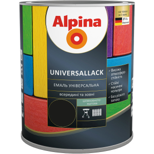 Емаль Alpina Universallack Шовковисто-матова 2.5 л Чорна (948103763) краща модель в Ужгороді