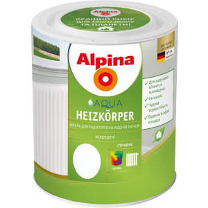 Емаль Alpina Aqua Heizkörper Глянцева 2.5 л Біла (910903) ТОП в Ужгороді