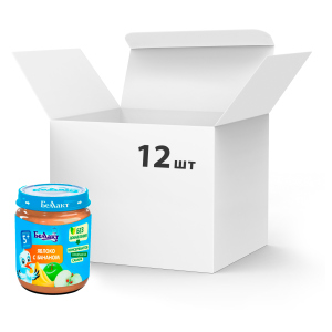 Упаковка фруктового пюре Белакт з яблук та бананів 12 банок по 100 г (4814716000232_12) ТОП в Ужгороді