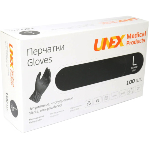 Рукавички нітрилові Unex Medical неопудрені розмір L 100 шт - 50 пар Чорні (4.1002) в Ужгороді