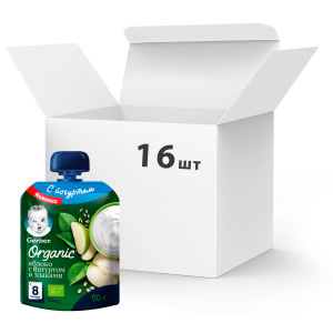 Упаковка пюре фруктово-йогуртного Gerber Organic Яблуко зі злаками з 8 місяців 90 г х 16 шт (7613036712026) ТОП в Ужгороді