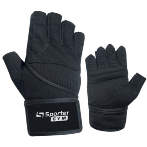 Рукавички тренувальні Sporter Gym Men Fitness Gloves (222.7 B) XXL Full Black (2009999014461) краща модель в Ужгороді