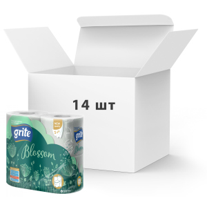 Упаковка туалетного паперу Grite Blossom 150 відривів 3 шари 4 рулони 14 шт (4770023348743) ТОП в Ужгороді