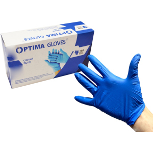 Рукавички медичні нітрилові оглядові Optima Gloves нестерильні неопудрені L 50 пар Сині (52-108) ТОП в Ужгороді