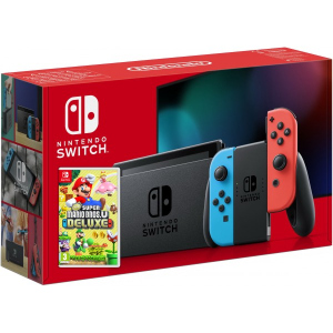 купити Nintendo Switch Neon Blue-Red (Upgraded version) + Гра New Super Mario Bros. U Deluxe (російська версія)