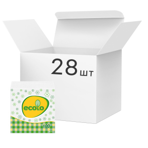 Упаковка салфеток сервировочных Ecolo 1 слой 24х24 см 100 шт Белые 28 пачек (4820202890270) в Ужгороде
