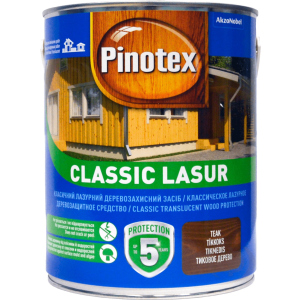 Лазур Pinotex Classic Lasur - матове алкідне просочення для дерева, блакитне, з декоративним ефектом, безбарвне, BC, 3 л (5308843) в Ужгороді