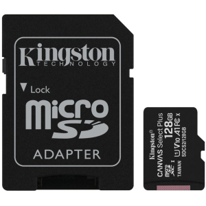 Kingston microSDXC 128GB Canvas Select Plus Class 10 UHS-I U1 V10 A1 + SD-адаптер (SDCS2/128GB) ТОП в Ужгороді