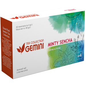 хороша модель Чай зелений пакетований Gemini Tea Collection Grand Pack Сенча м'ятна 4 г х 20 пакетиків (4820156430881)