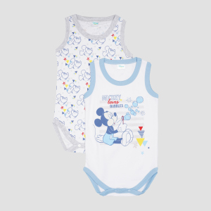 Боді-майка Disney Mickey Mouse MC13888 62-68 см 2 шт Біла з блакитним (8691109721747) краща модель в Ужгороді