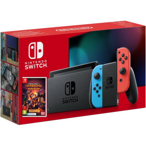 Nintendo Switch Neon Blue-Red (Upgraded version) + Гра Minecraft Dungeons: Hero Edition (російська версія)