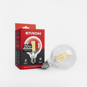 LED лампа ETRON Filament 1-EFP-172 G95 E27 20W 4200K clear glass в Ужгороді