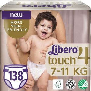 Підгузки Libero Touch 4 7-11 кг одноразові 138 шт (7322541430690) краща модель в Ужгороді