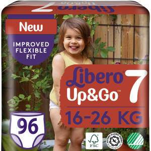 Підгузки-трусики Libero Up&Go 16-26 кг розмір 7 96 шт (7322541481302) в Ужгороді