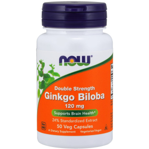 Натуральна добавка Now Foods Гінкго Білоба, Ginkgo Biloba, Double Strength, 120 мг, 50 капсул (733739046826) краща модель в Ужгороді