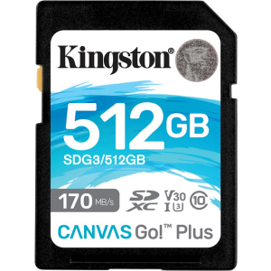 Kingston SDXC 512GB Canvas Go! Plus Class 10 UHS-I U3 V30 (SDG3/512GB) лучшая модель в Ужгороде