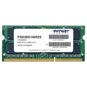 Оперативная память Patriot SODIMM DDR3 1600 MHz 8Gb (PSD38G16002S) ТОП в Ужгороде