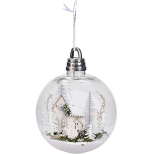 Ялинкова куля Christmas Decoration 20 см з підсвічуванням (CAA115200_білі ялинки) краща модель в Ужгороді