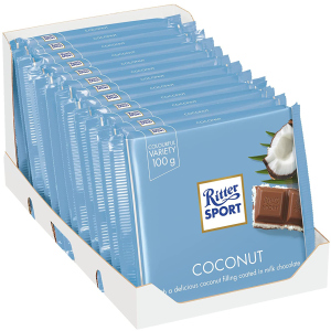 Упаковка молочного шоколаду Ritter Sport з начинкою кокосово-молочний крем 12 шт х 100 г (4000417298607) краща модель в Ужгороді