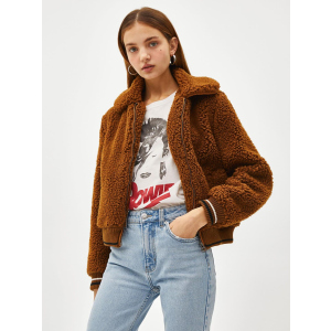 Кожушки Bershka XAZ152755BYFP XS Темно-коричневий (DD8000004547350) ТОП в Ужгороді