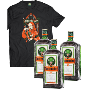 Ликер Jagermeister 0.7 л 35% 3 бутылки (+эксклюзивная футболка) (DESIGN 3) p.XL (4067700013018_G_XL) в Ужгороде