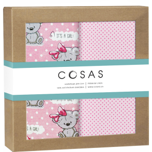 Набор пеленок Cosas Бязь Girl Bear Rose Dots Malina 80 х 100 2 шт (4822052074626) лучшая модель в Ужгороде