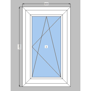 Окно металлопластиковое Rehau Synego 80 mm 1-створчатое поворотно-откидное, фурнитура Siegenia, 600х1000 мм, белое лучшая модель в Ужгороде