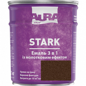 Молотковая эмаль Aura® Stark 3 в 1 темно-коричневый №88 глянец 0.7 кг в Ужгороде