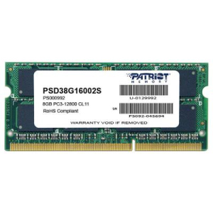 Модуль для ноутбука SoDIMM DDR3 8GB 1600 MHz Patriot (PSD38G16002S) рейтинг