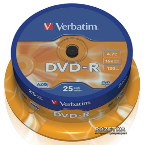Verbatim DVD-R 4,7 GB 16x Cake 25 шт (43522) лучшая модель в Ужгороде