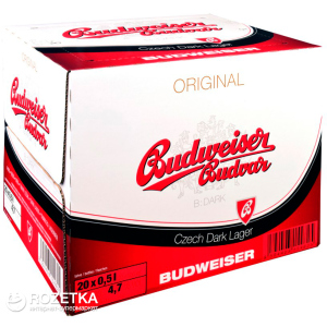 Упаковка пива Budweiser Budvar B Dark темное фильтрованное 4.7% 0.5 л x 20 шт (8594403150827) лучшая модель в Ужгороде