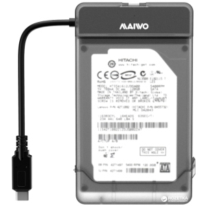 Адаптер Maiwo для підключення HDD/SSD 2.5" SATA до USB3.1 Type-C Gen2 + захисний контейнер для HDD 2.5" (K104G2 black)