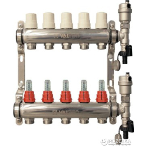 хорошая модель Коллекторная группа VALTEC со встроенными расходомерами в сборе 1"х 3/4" евроконус (5 вых.) (VTc.589.EMNX.0605)
