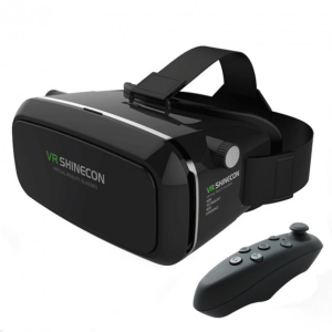 3D окуляри віртуальної реальності VR BOX SHINECON з пультом для телефону Чорний надійний