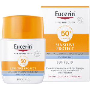 Сонцезахисний флюїд для обличчя Eucerin для чутливої ​​шкіри SPF 50 50 мл (4005800147005) краща модель в Ужгороді