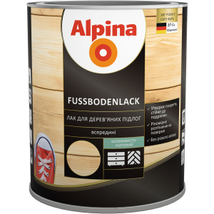 Лак для деревянных полов Alpina Fussbodenlack шелковисто-матовый 0.75 л Прозрачный (948103960) рейтинг