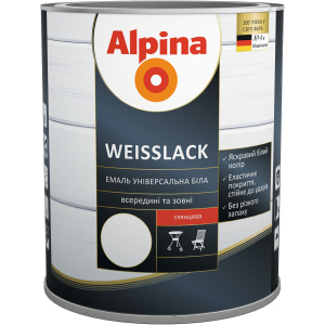 Емаль Alpina Weisslack Глянцева 0.75 л Біла (948103769)