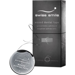 Зубна стрічка вощена зі смаком м'яти Swiss Smile Basel Базель колір чорний 70 м (900-990) 7640131979924 краща модель в Ужгороді