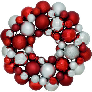 Венок декоративный Jumi с елочных пластиковых шариков 34 см Красно-серебристый (5900410379183) ТОП в Ужгороде